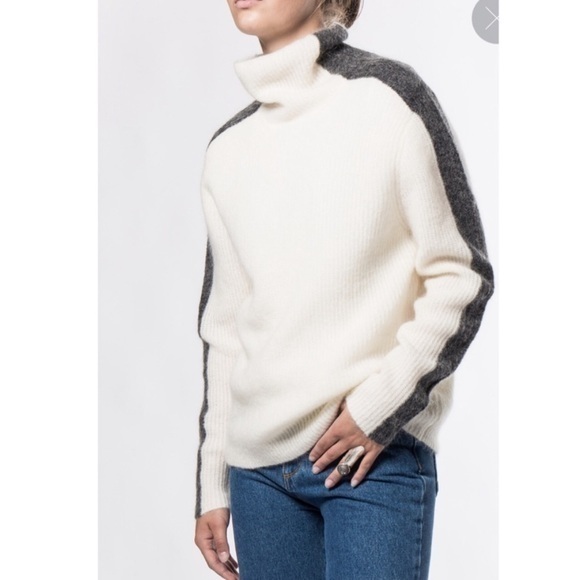 GANNI NWOT Callahan Mohair Egret White Gray Mockneck turtleneck Sweater M - Picture 4 of 12
